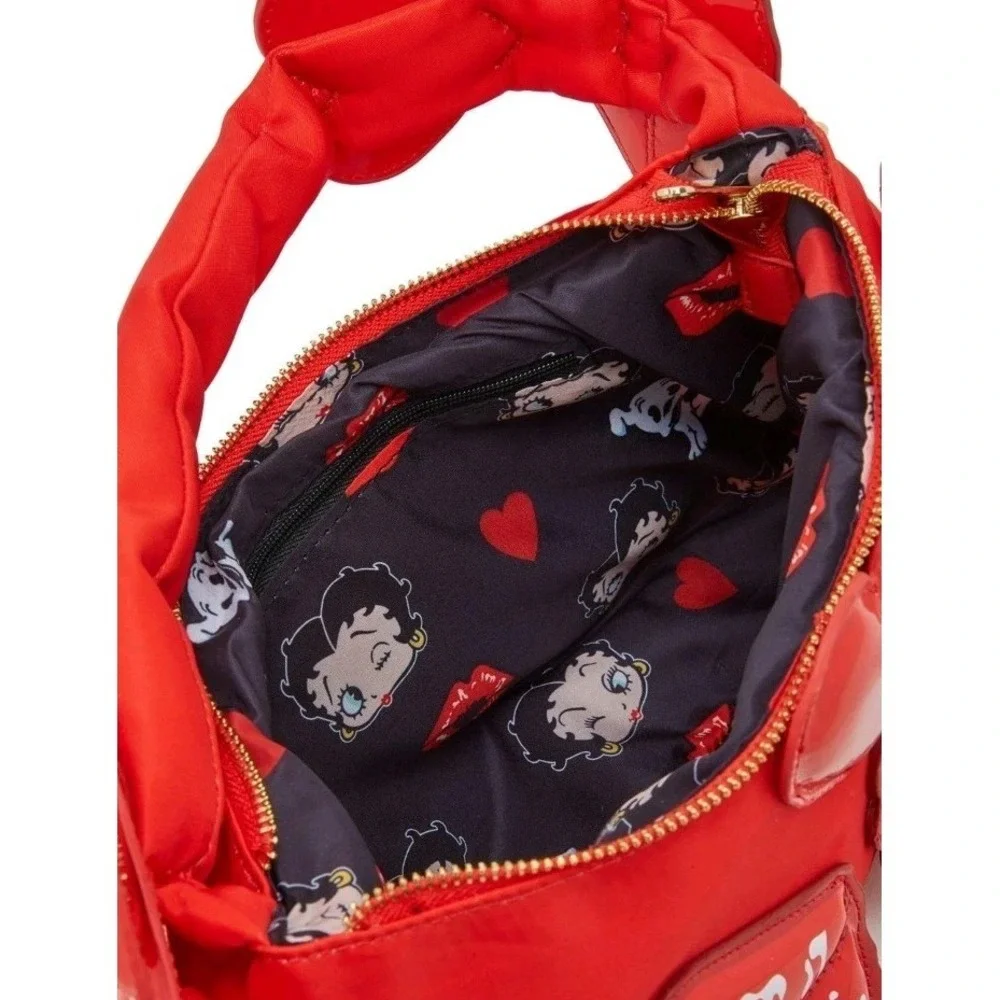 NEW Whatever! Makes You Happy x Betty Boop Padded Nylon Crossbody‎ Bag & WALLET!